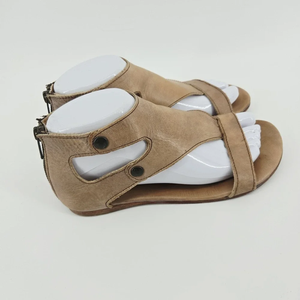 Bed Stu Soto Style Tan Leather Sandals Boho Rustic Ankle Cuff Distressed Sz.7.5